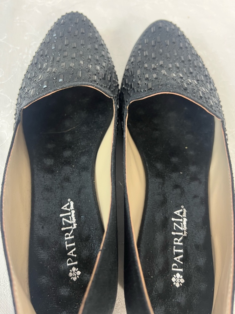 Patrizia Shoes Black Slip On Loafers Beaded .5” Heels Vegan Leather NWOT 38/7.5👍 - Picture 5 of 11